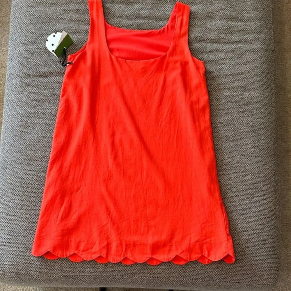 Kate Spade for Target Vibrant Scalloped Linen Dress Size Sm Oversized NWT Orange